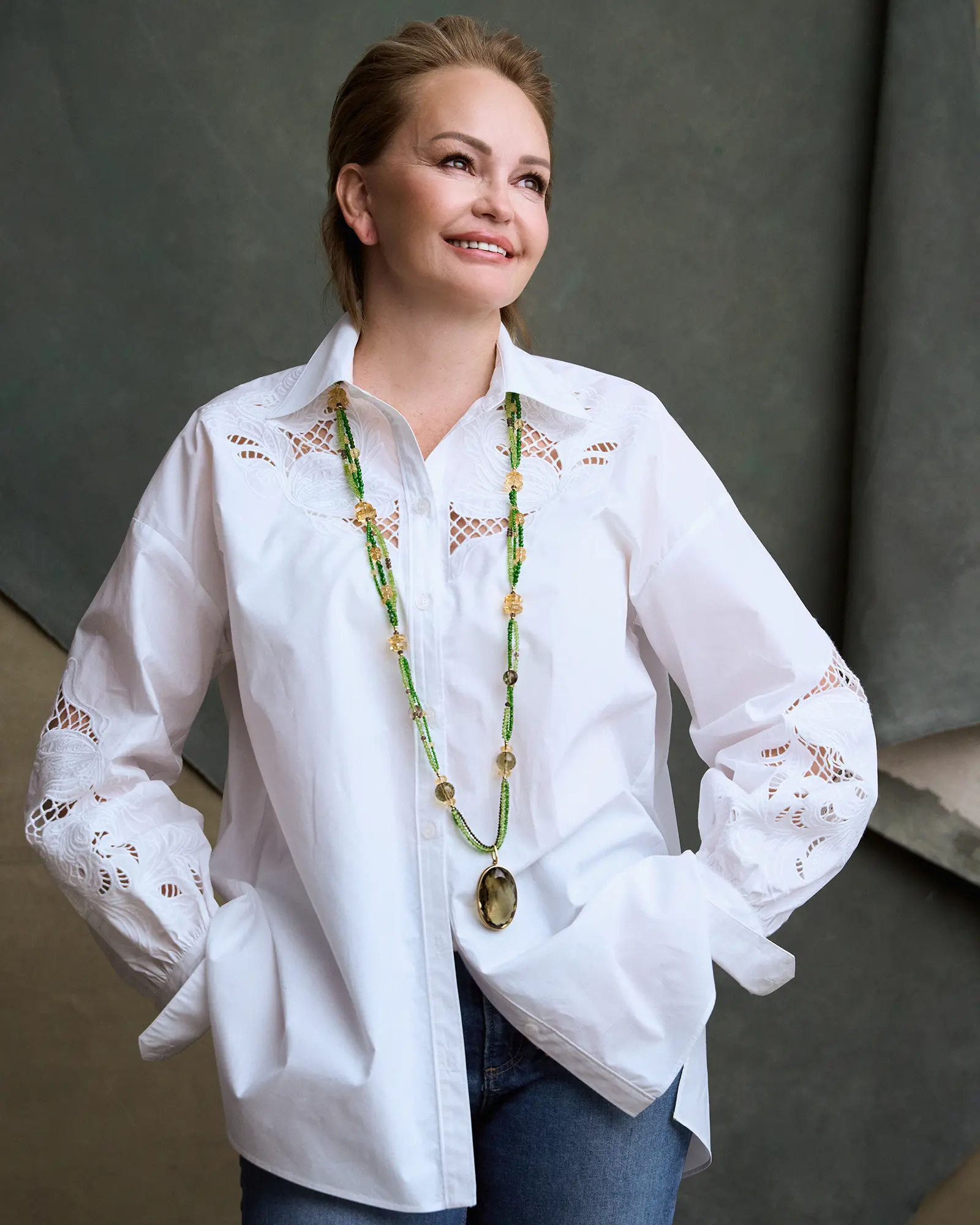 Бусы хромдиопсид с кулоном раухтопаз желтого цвета - 186 000 Бусы хромдиопсид с кулоном раухтопаз - мастерская Надежды Бойко