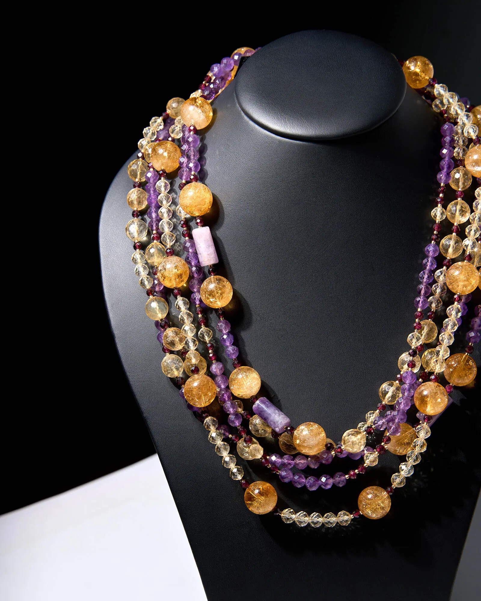 Бусы цитрин, гранат, аметист Бусы цитрин, гранат, аметист - мастерская Надежды Бойко