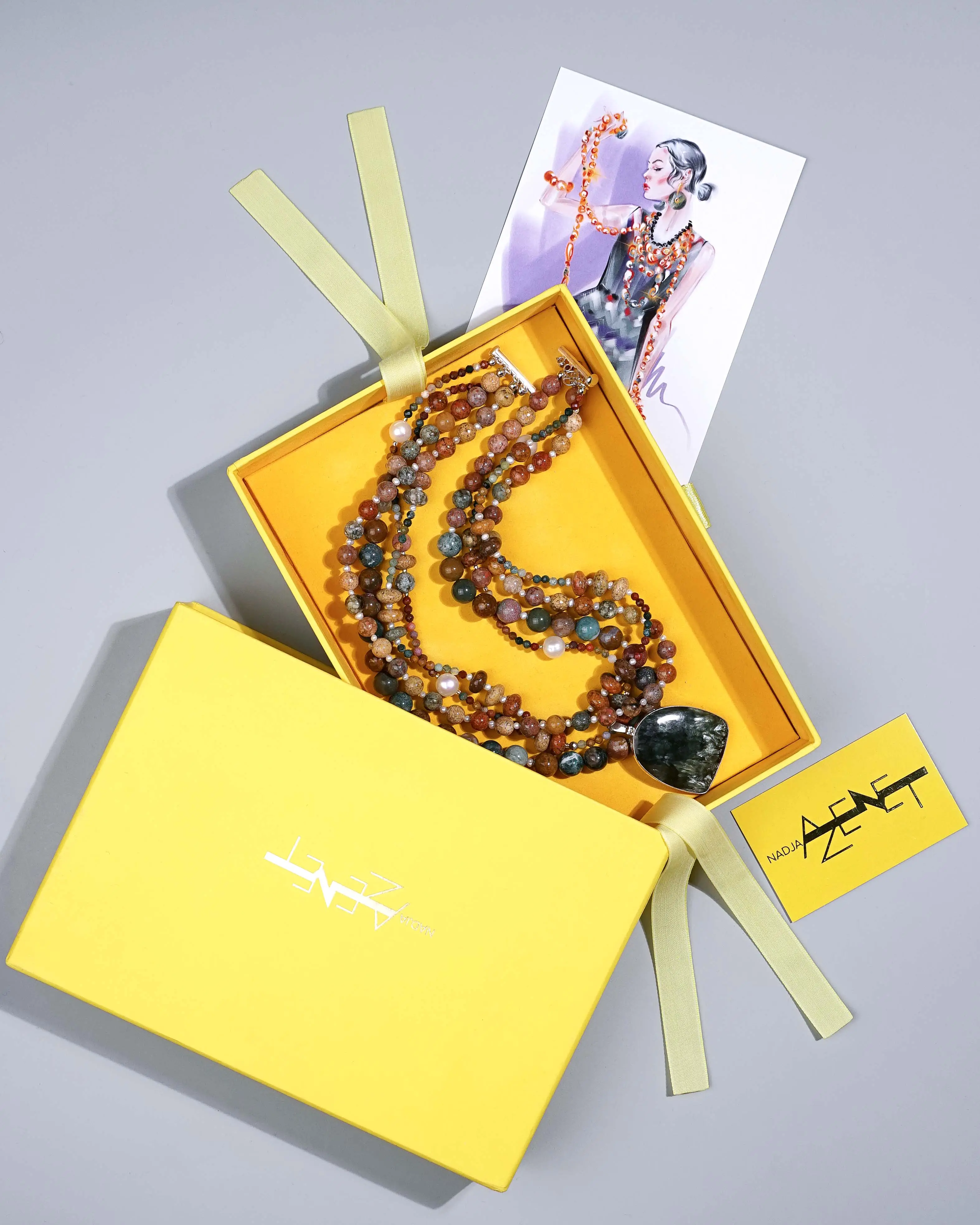 Бусы яшма, серафинит разноцветного цвета - 73 000 Бусы яшма, серафинит - мастерская Надежды Бойко