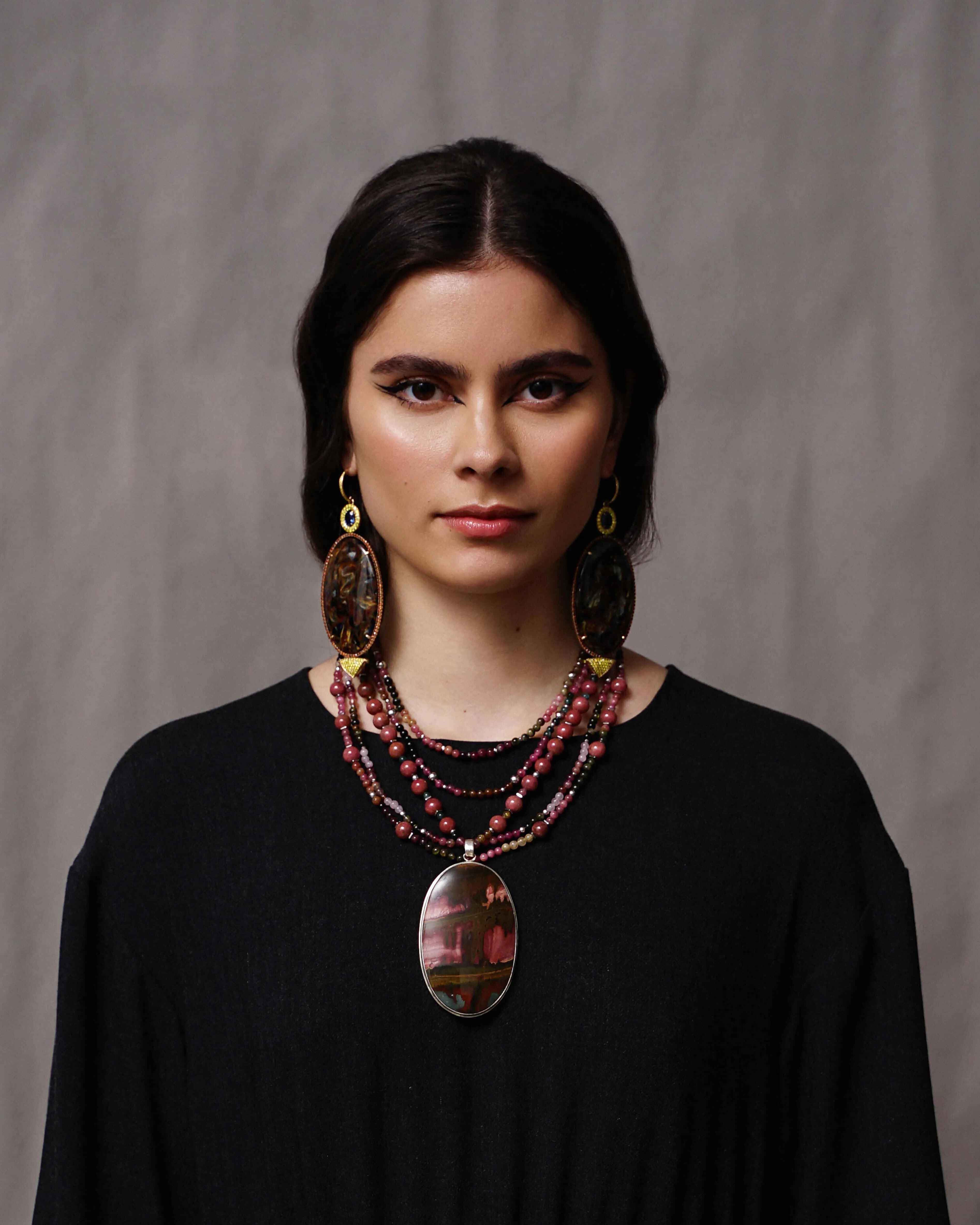 Бусы с кулоном турмалин, яшма Пикассо розового цвета - 94 000 Бусы с кулоном турмалин, яшма Пикассо - мастерская Надежды Бойко