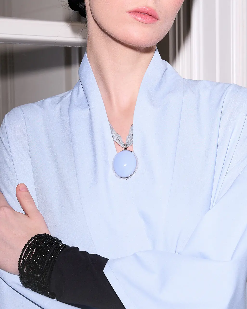 Бусы аквамарин с кулоном агат голубы цвета - 67 600 Бусы аквамарин с кулоном агат - мастерская Надежды Бойко