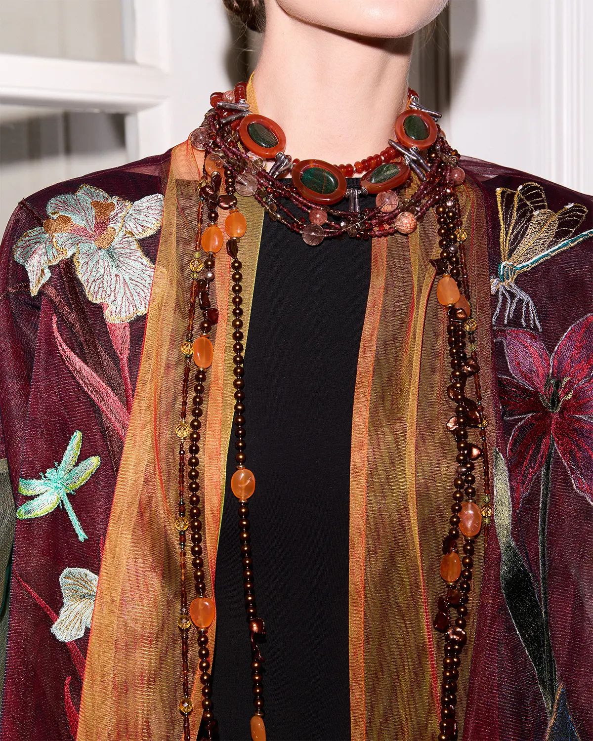 Длинные бусы сердолик, жемчуг коричневого цвета - 238 000 Длинные бусы сердолик, жемчуг - мастерская Надежды Бойко