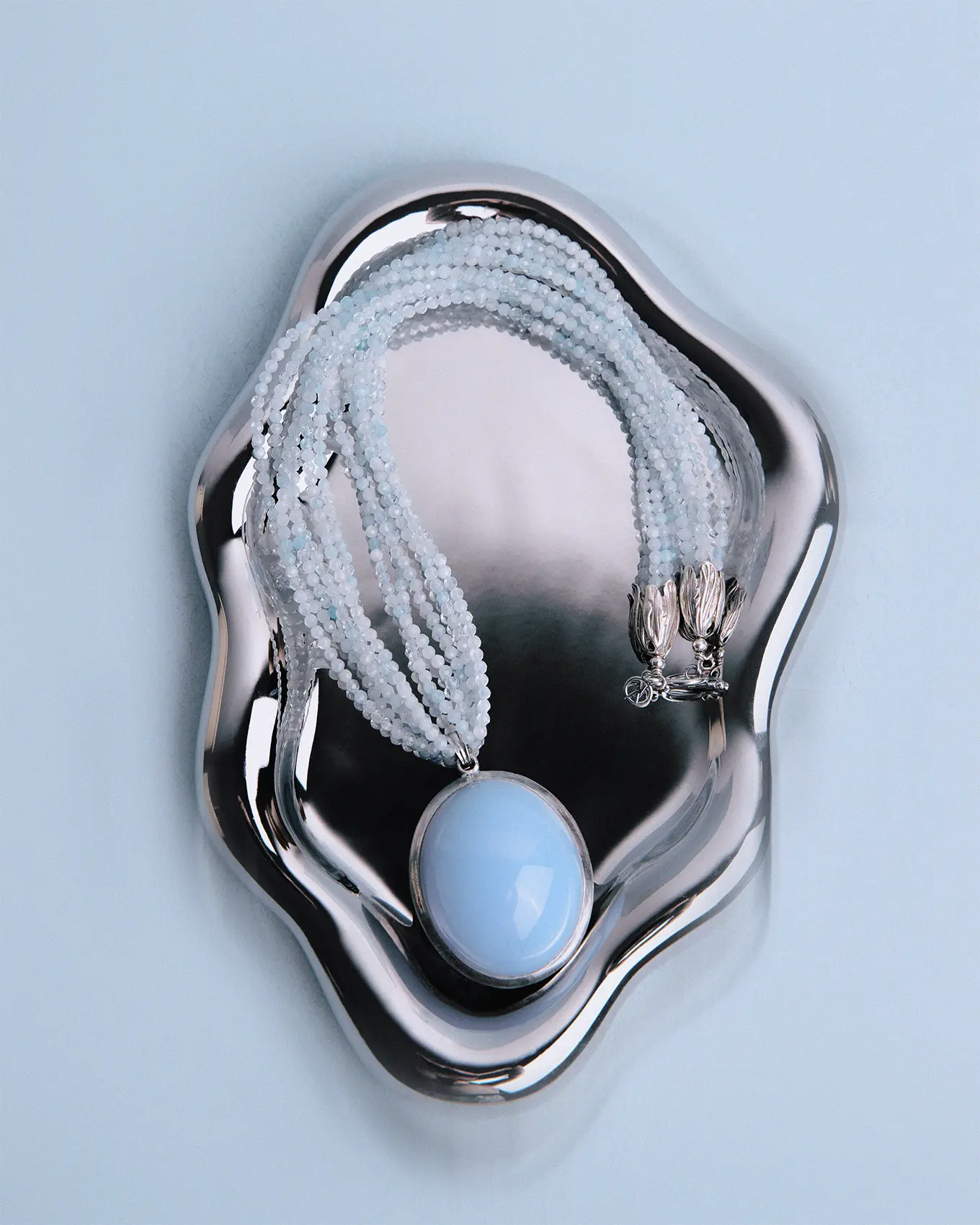 Бусы аквамарин с кулоном агат голубы цвета - 67 600 Бусы аквамарин с кулоном агат - мастерская Надежды Бойко