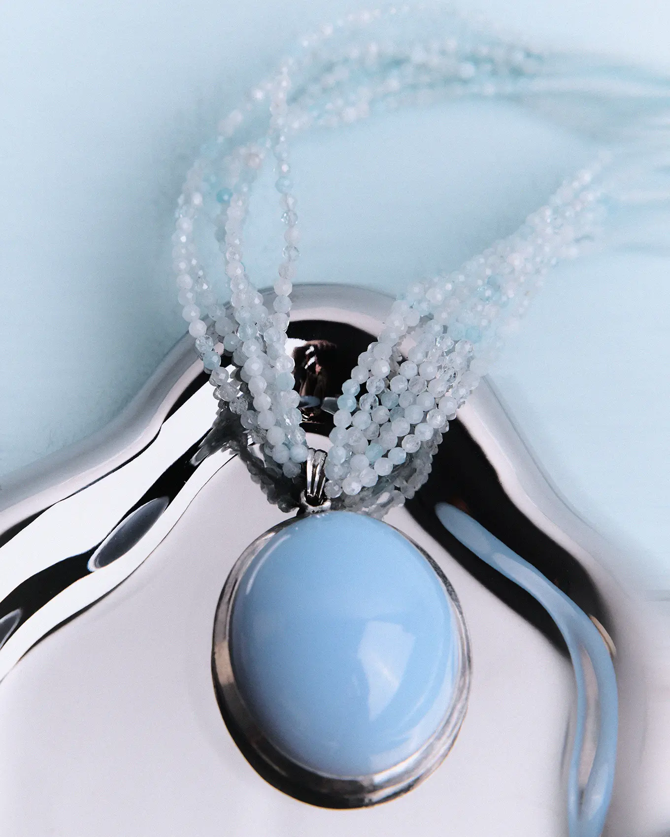 Бусы аквамарин с кулоном агат голубы цвета - 67 600 Бусы аквамарин с кулоном агат - мастерская Надежды Бойко