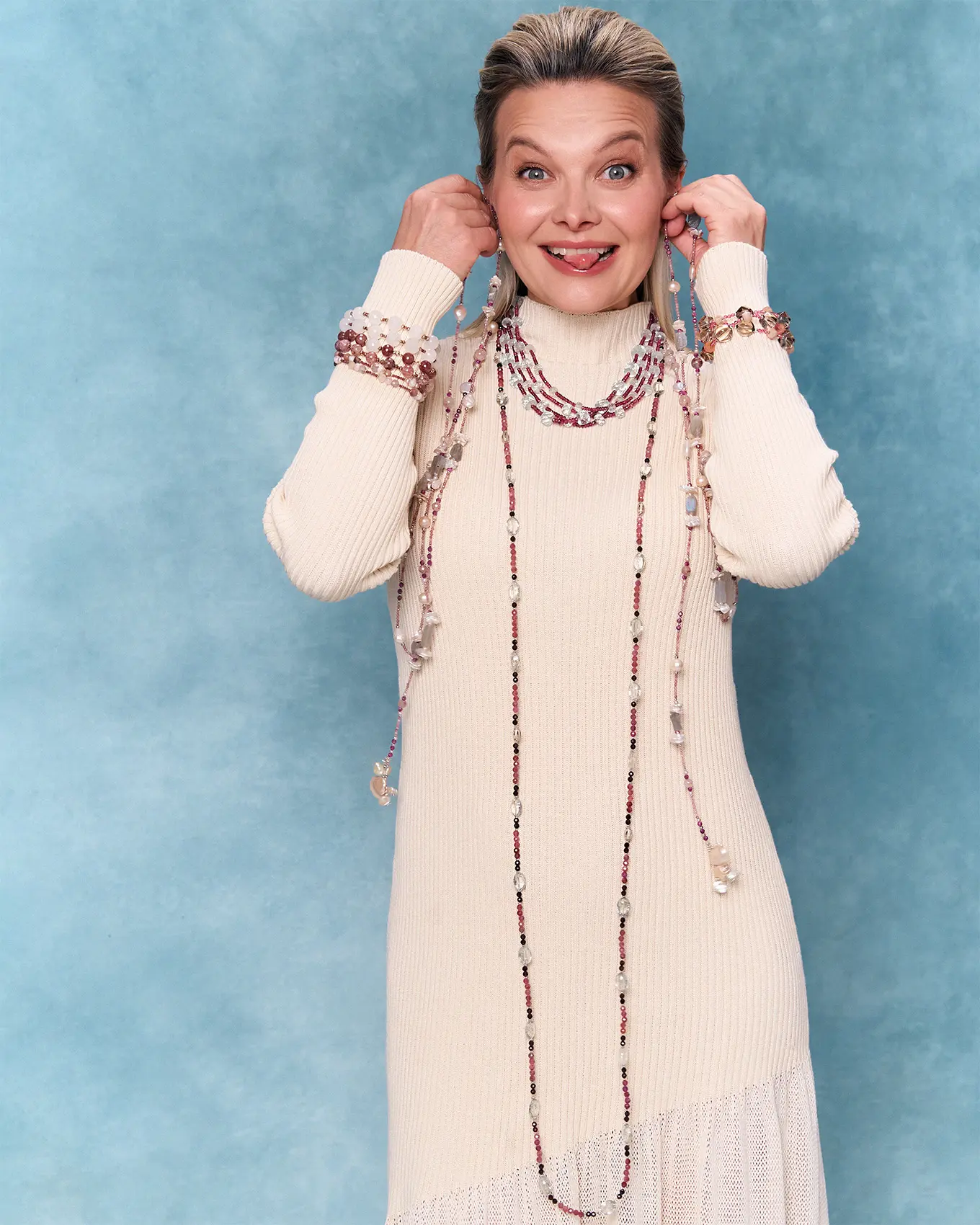 Аркан клубничный кварц, жемчуг розового цвета - 150 000 Аркан клубничный кварц, жемчуг - мастерская Надежды Бойко