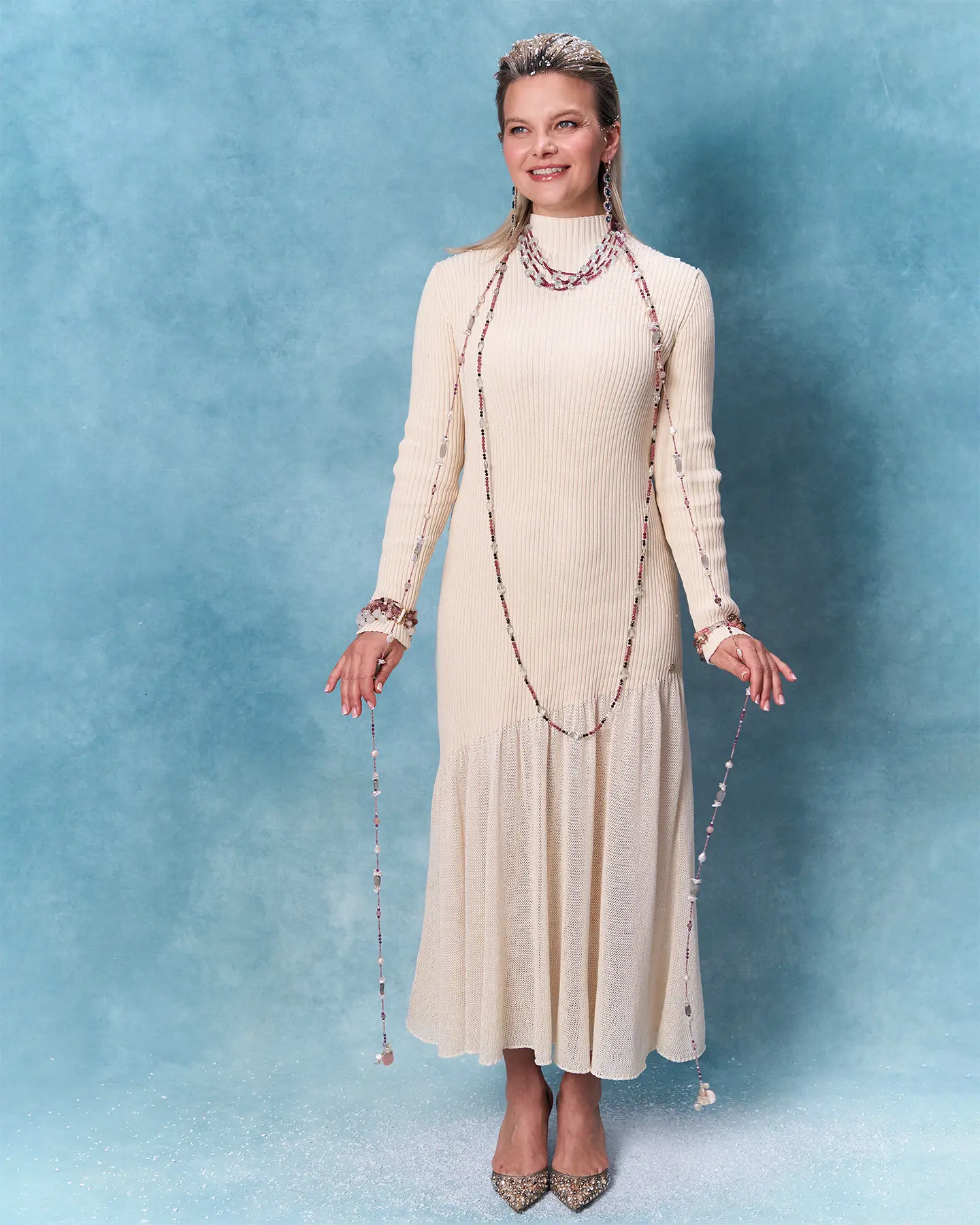 Аркан клубничный кварц, жемчуг розового цвета - 150 000 Аркан клубничный кварц, жемчуг - мастерская Надежды Бойко