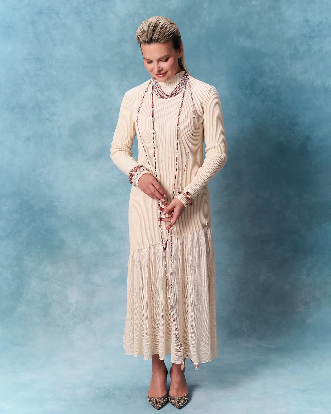 Аркан клубничный кварц, жемчуг розового цвета - 150 000 Аркан клубничный кварц, жемчуг - мастерская Надежды Бойко