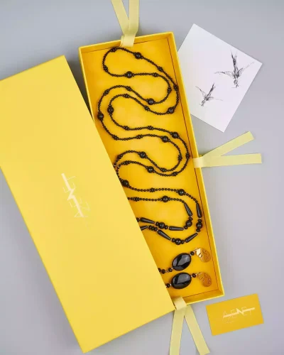 Аркан агат, шпинель черного цвета - 91 000 Аркан агат, шпинель - мастерская Надежды Бойко