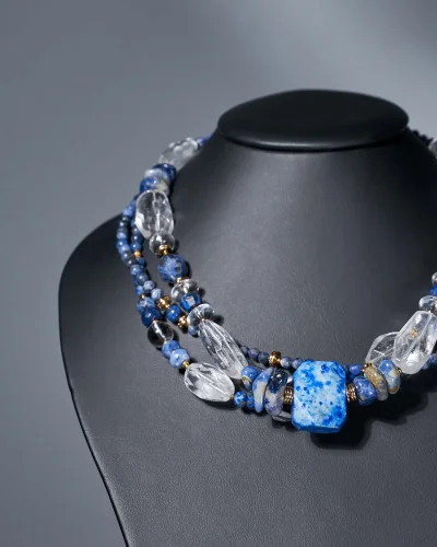 Бусы лазурит, горный хрусталь синего цвета - 67 000 Бусы лазурит, горный хрусталь - мастерская Надежды Бойко