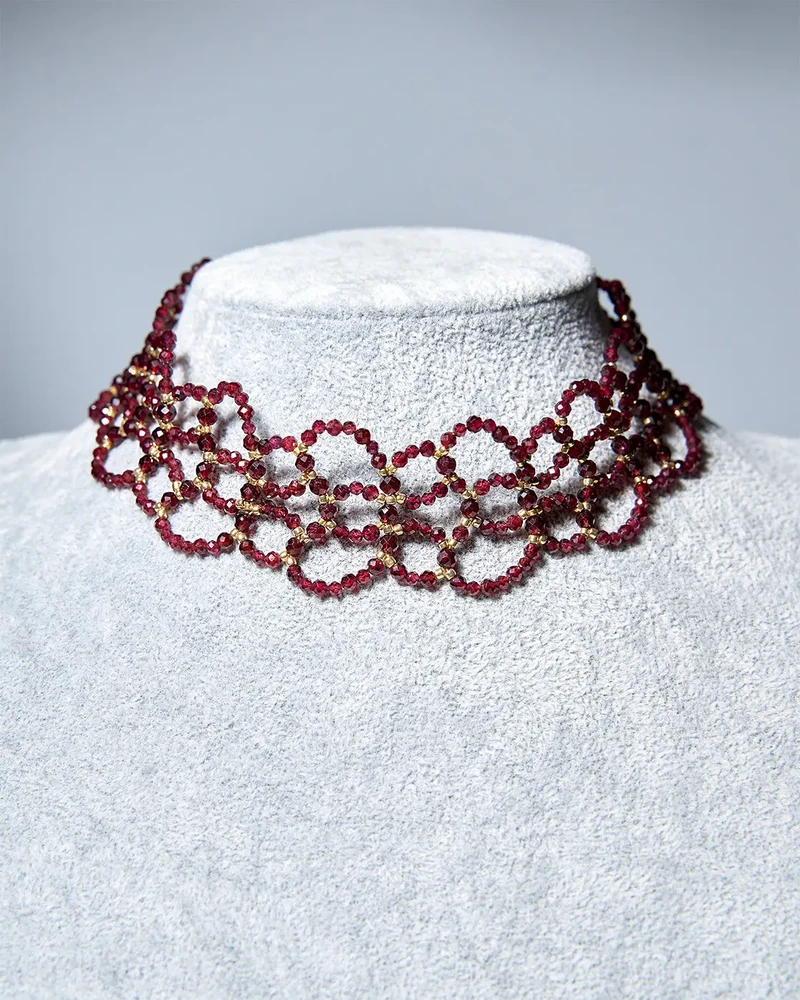 Чокер из граната бордового цвета - 55 000 Чокер из граната - мастерская Надежды Бойко