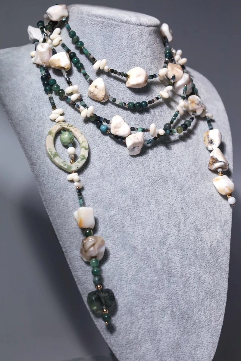 Аркан агат и коралл голубы цвета - 69 000 Аркан агат и коралл - мастерская Надежды Бойко