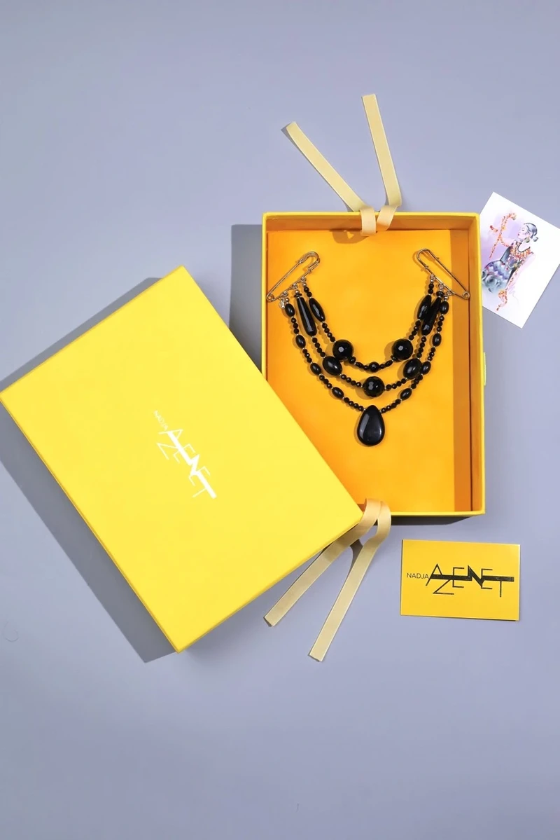 Ожеброшь черный агат и гагат черного цвета - 12 000 Ожеброшь черный агат и гагат - мастерская Надежды Бойко